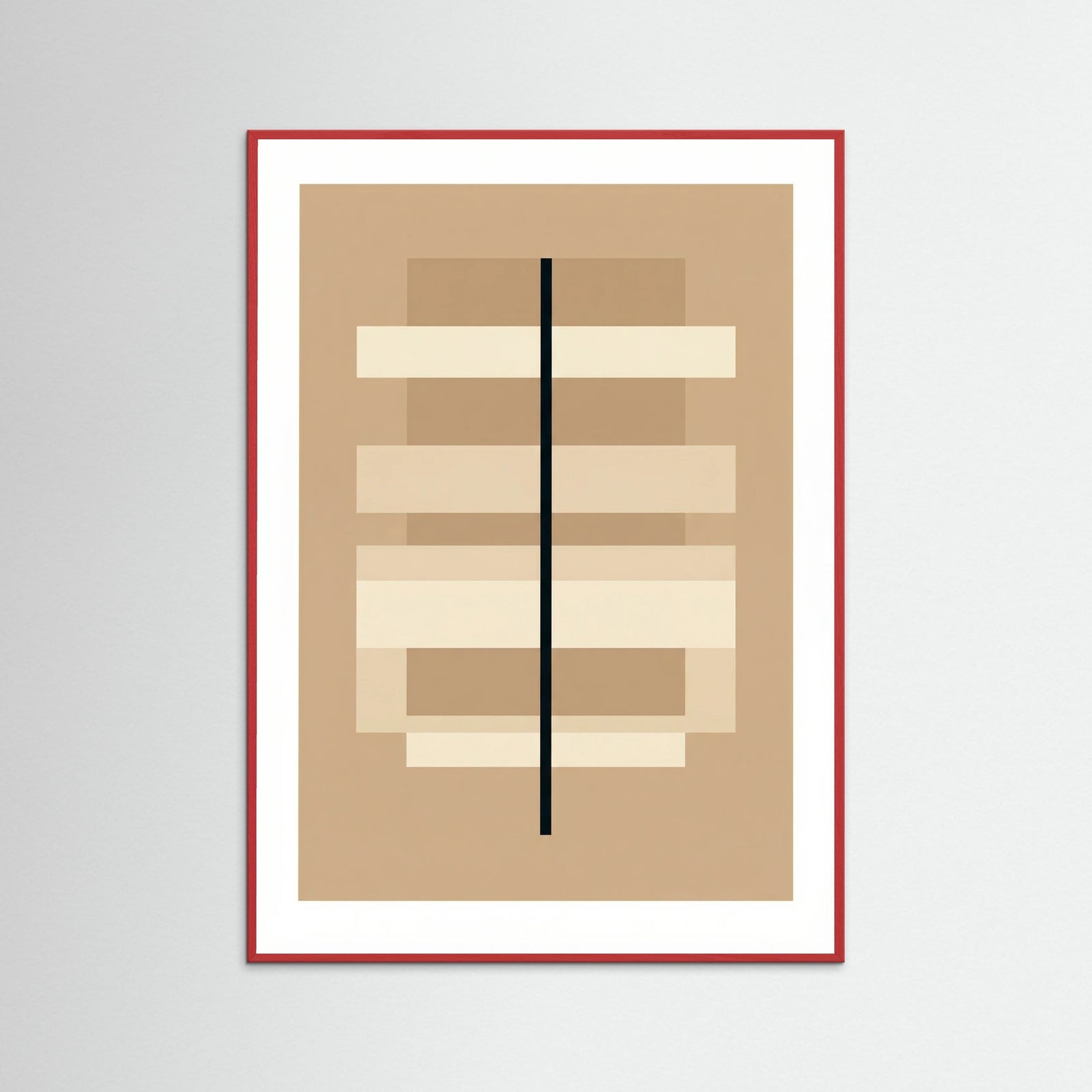 Red Wood Geometric Balance Beige
