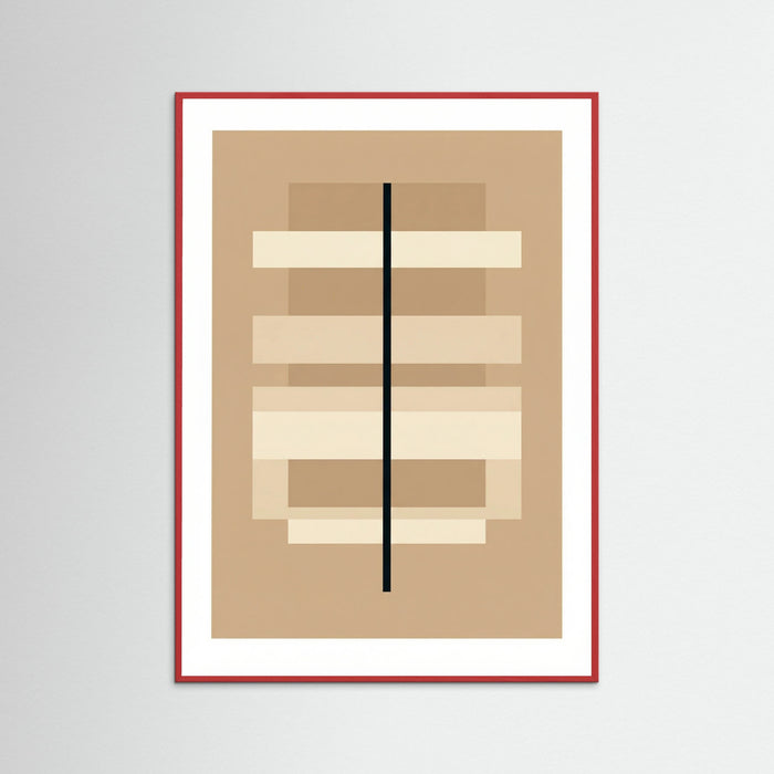 Red Wood Geometric Balance Beige