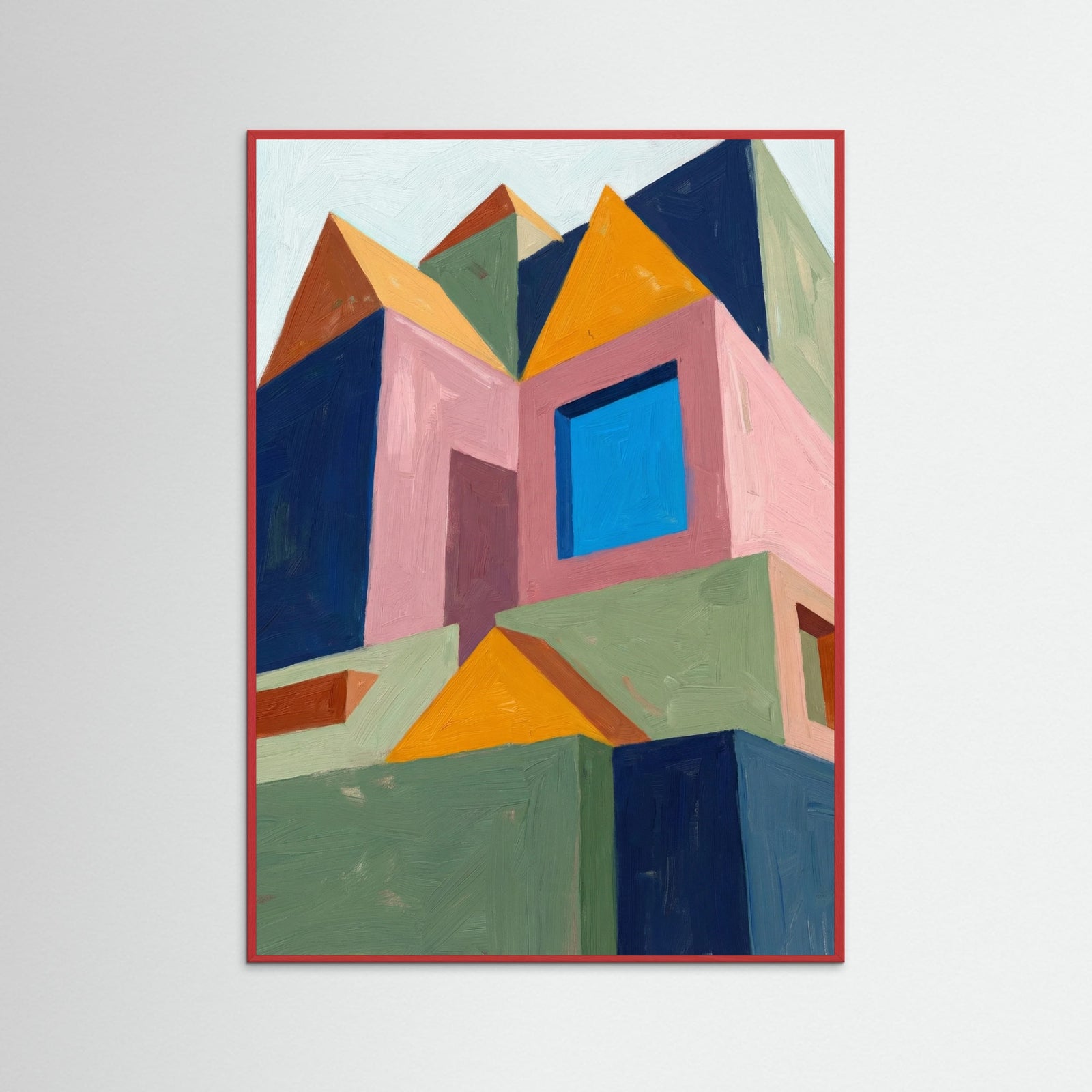 Red Wood Geometric Facade