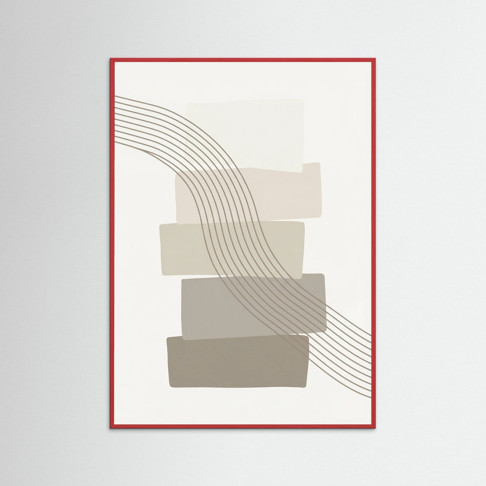 Red Wood Geometric Harmony Beige