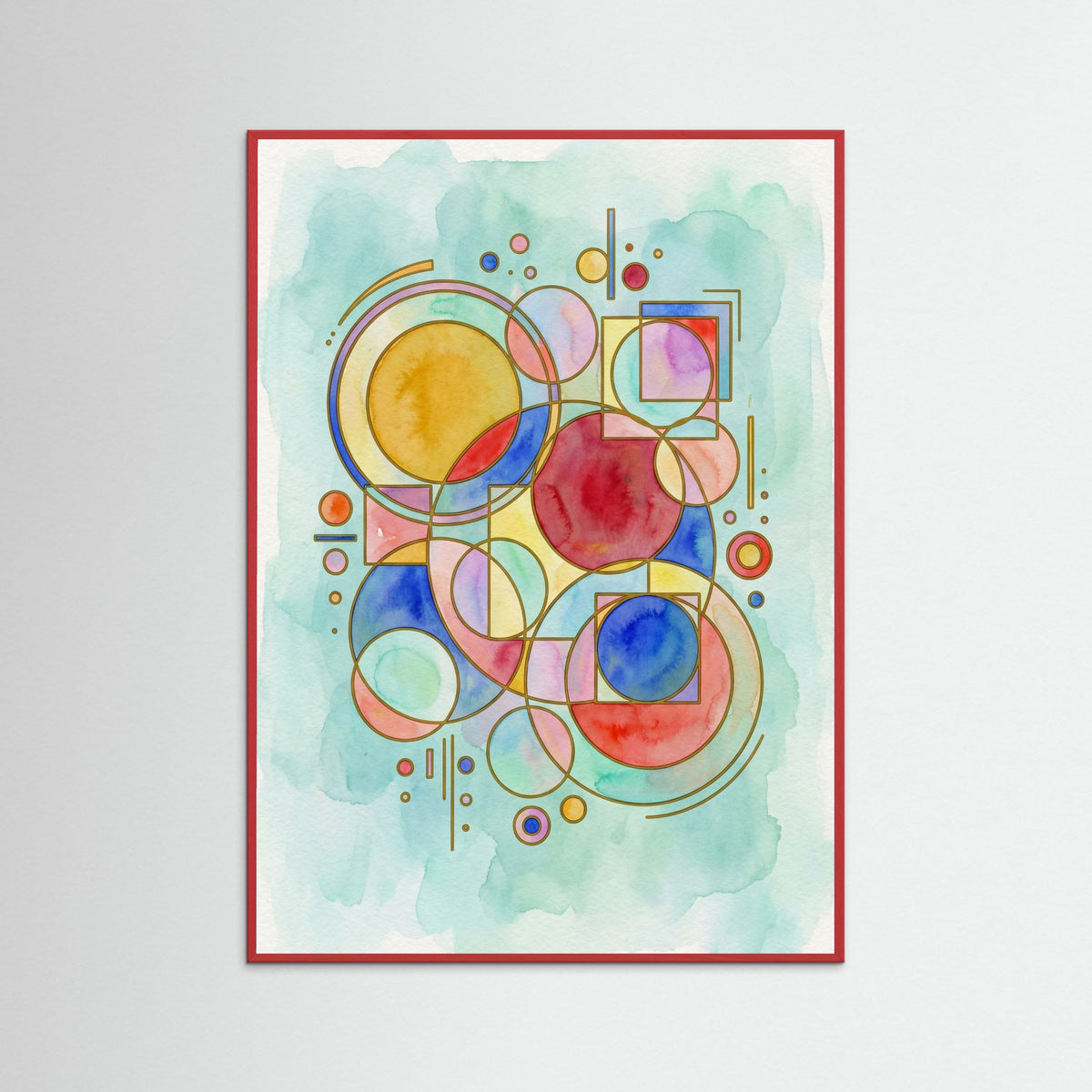 Red Wood Geometric Harmony Green