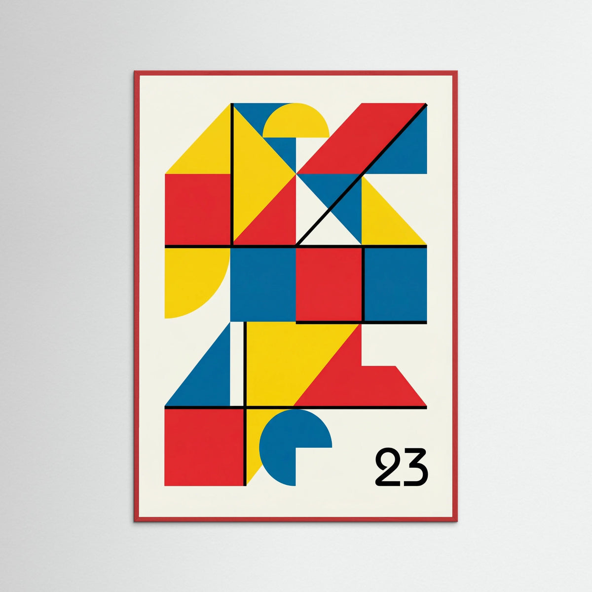 Red Wood Geometric Harmony White