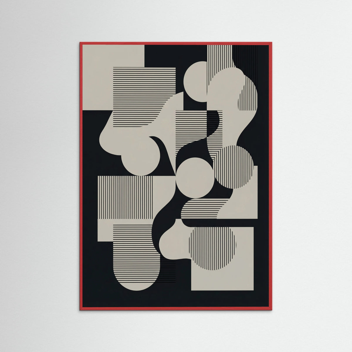 Red Wood Geometric Harmony