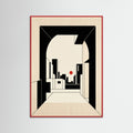 Red Wood Geometric Interior