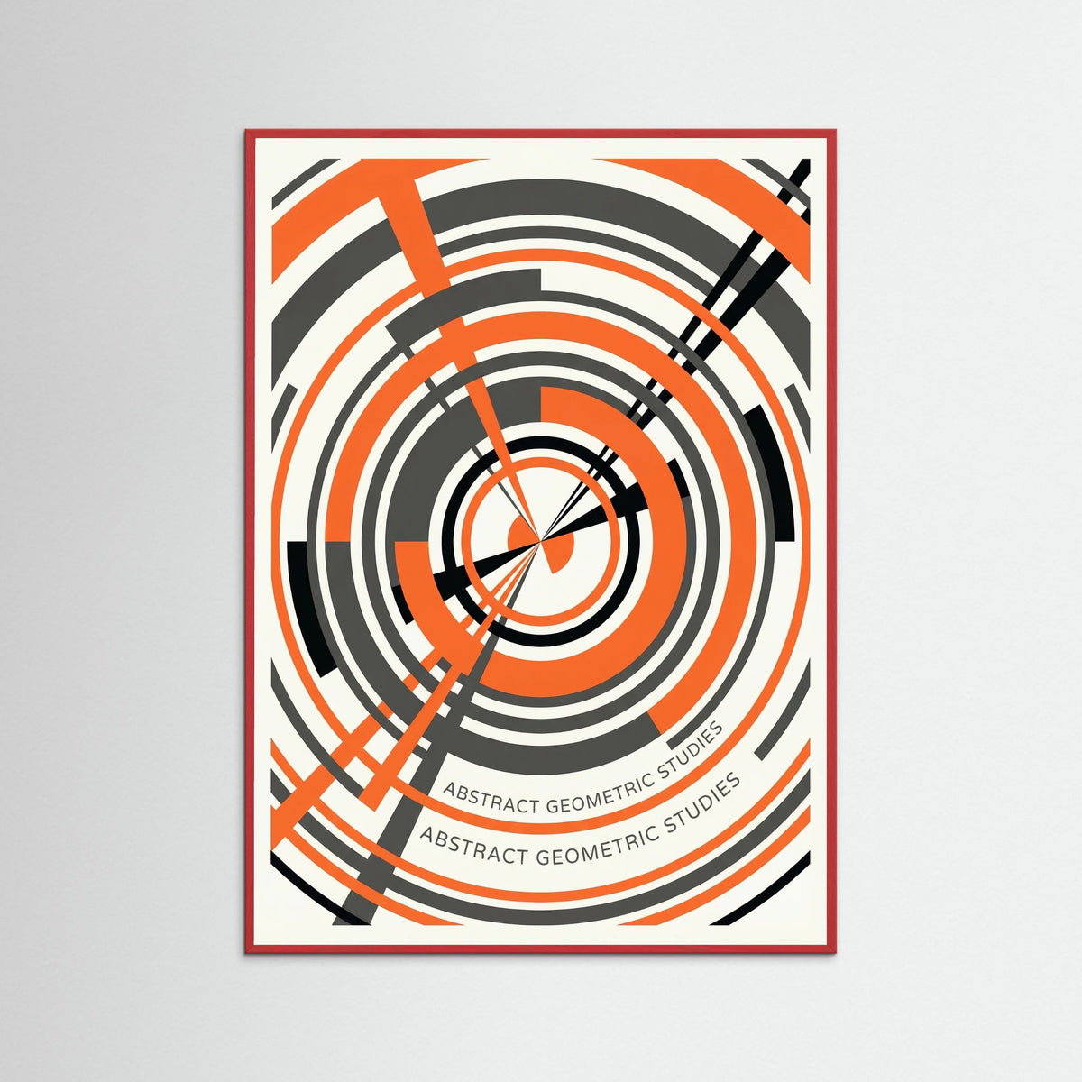 Red Wood Geometric Semicircle Rhythm