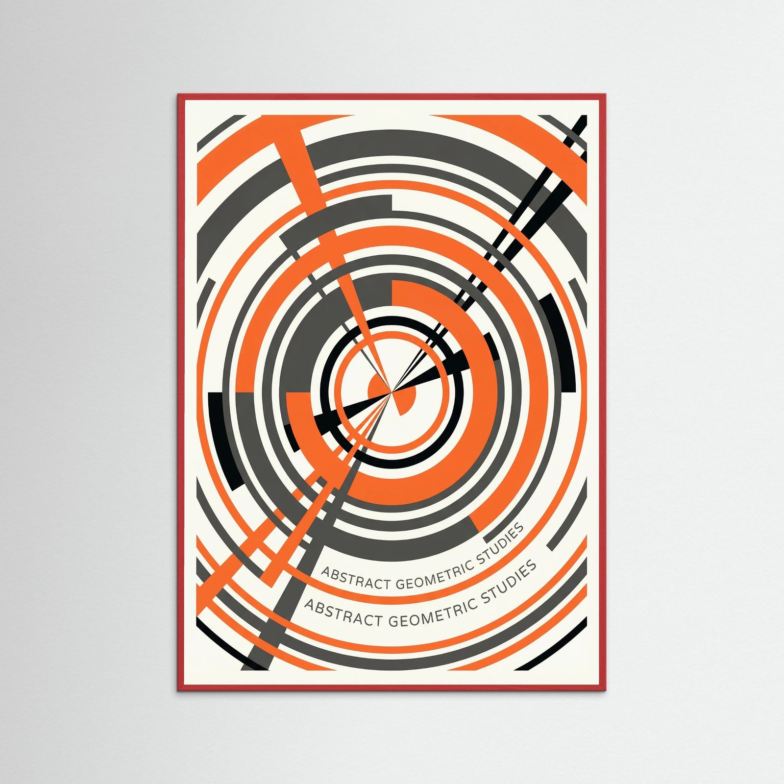 Red Wood Geometric Semicircle Rhythm