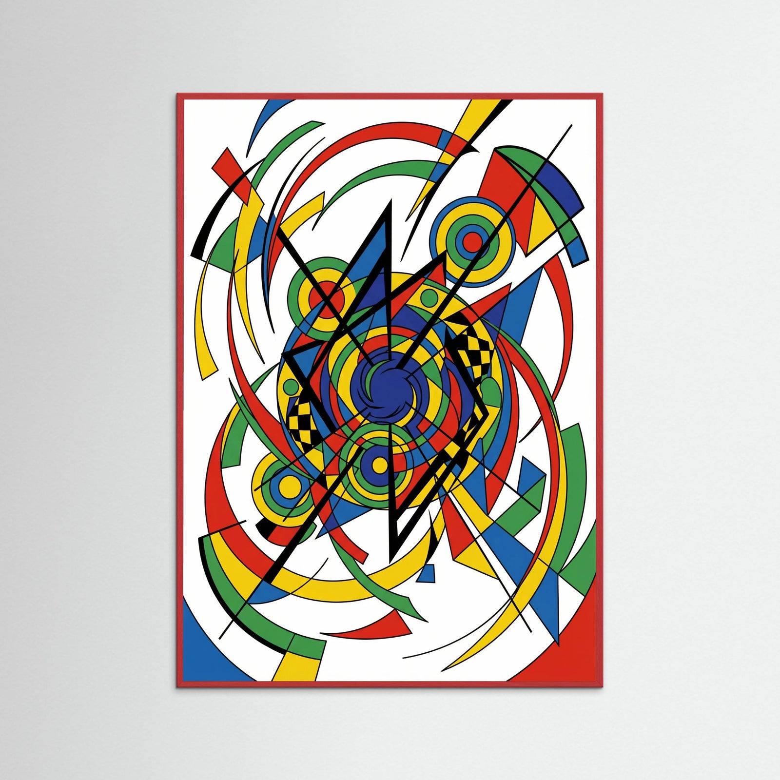 Red Wood Geometric Symphony