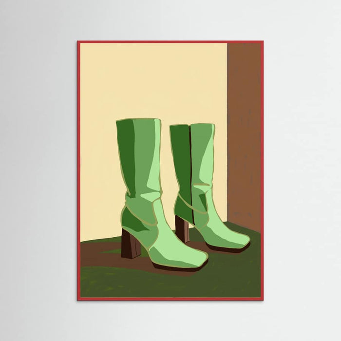 Red Wood Green boots Poster