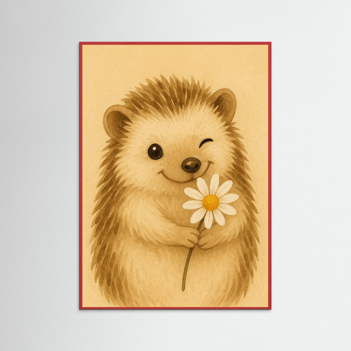 Red Wood Hedgehog With Flower