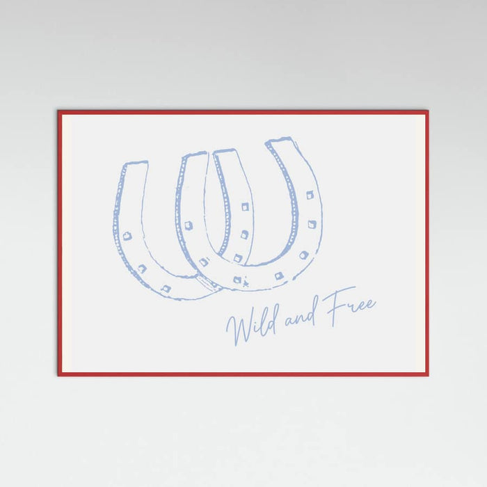 Horseshoe Wild and Free Blue Poster – plakat og kunsttryk