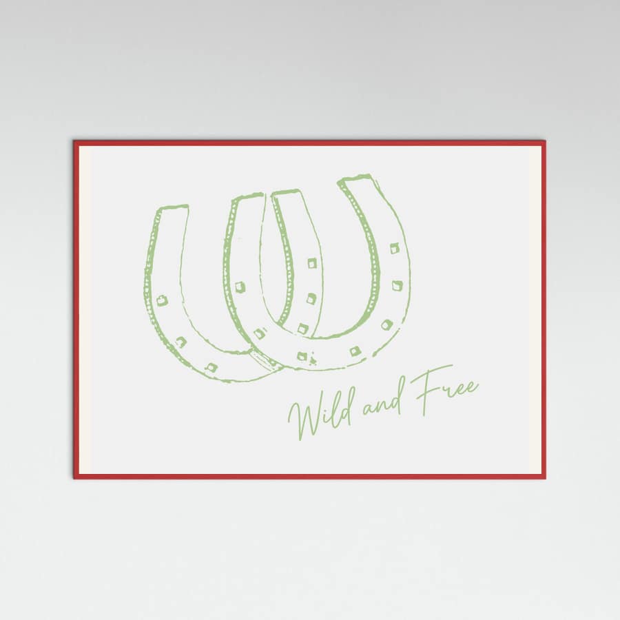 Horseshoe Wild and Free Sage Green Poster – plakat og kunsttryk