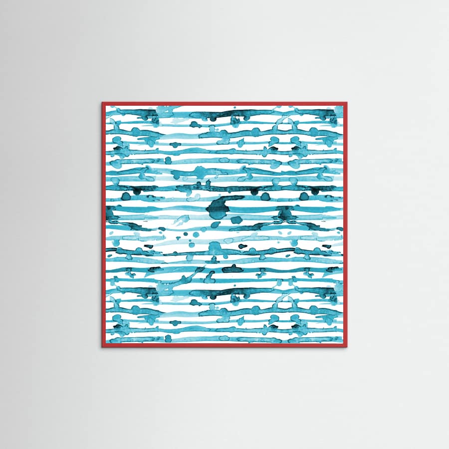 Póster Indigo Teal Line Splatter Watercolor – póster e impresión artística