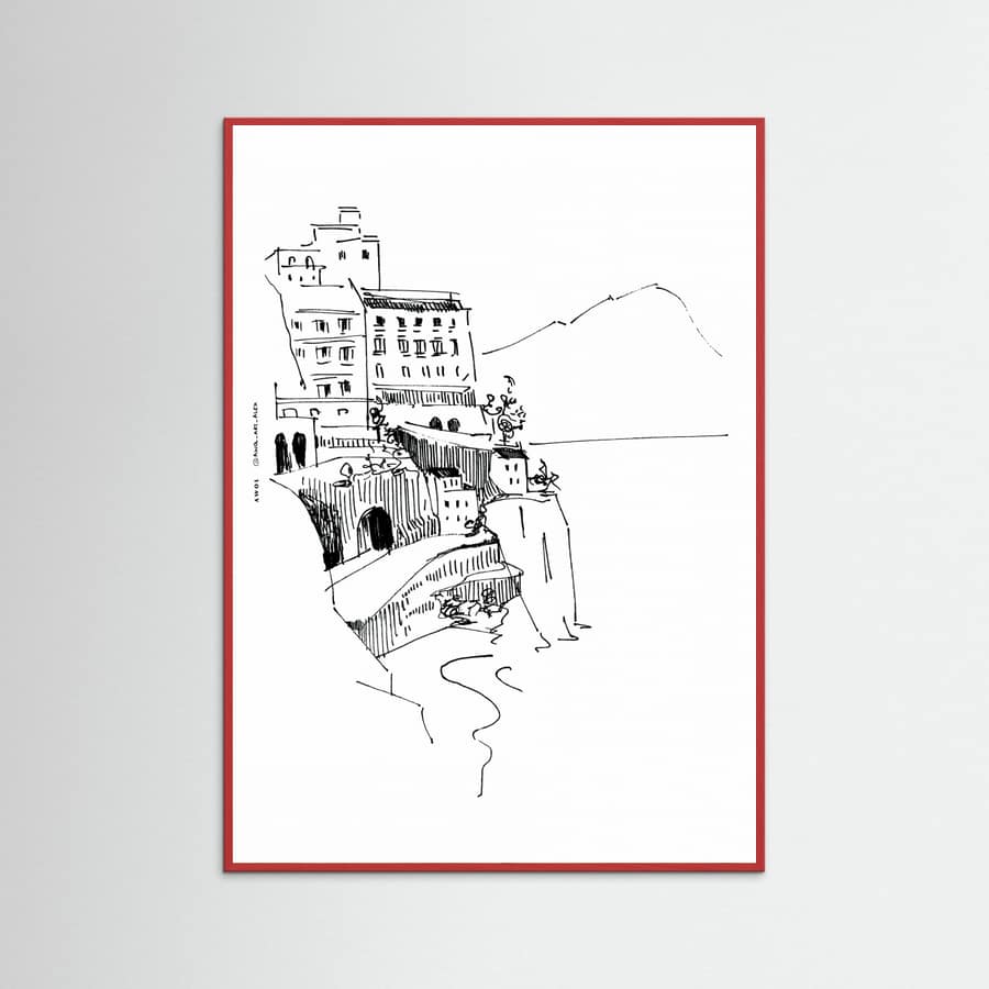 Italian Landscape Art, Amalfi Coast Small Towns By The Sea Poster – Poster und Kunstdruck