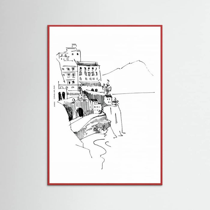 Italian Landscape Art, Amalfi Coast Small Towns By The Sea Poster – Poster und Kunstdruck