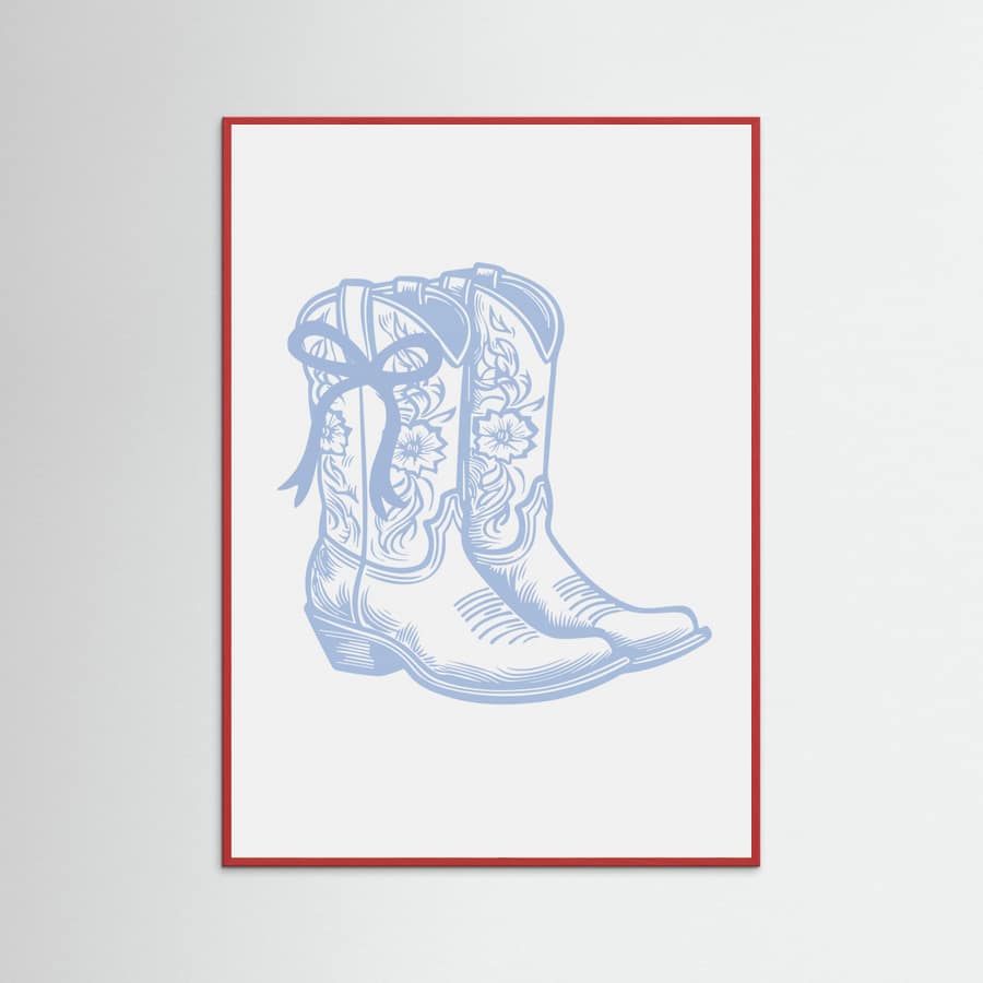 Light Blue Cowgirl Boots with Bow Poster – plakat og kunsttryk