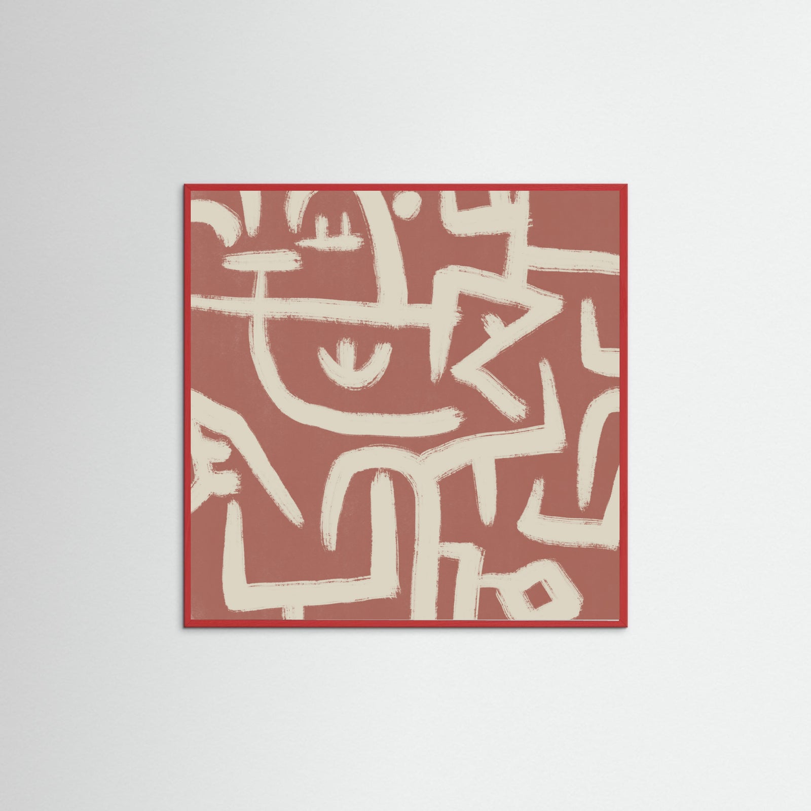 Red Wood Line art abstract Poster