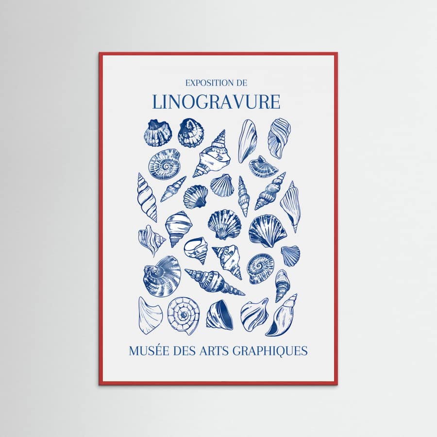Lino Seashell Art Market Poster – Poster und Kunstdruck