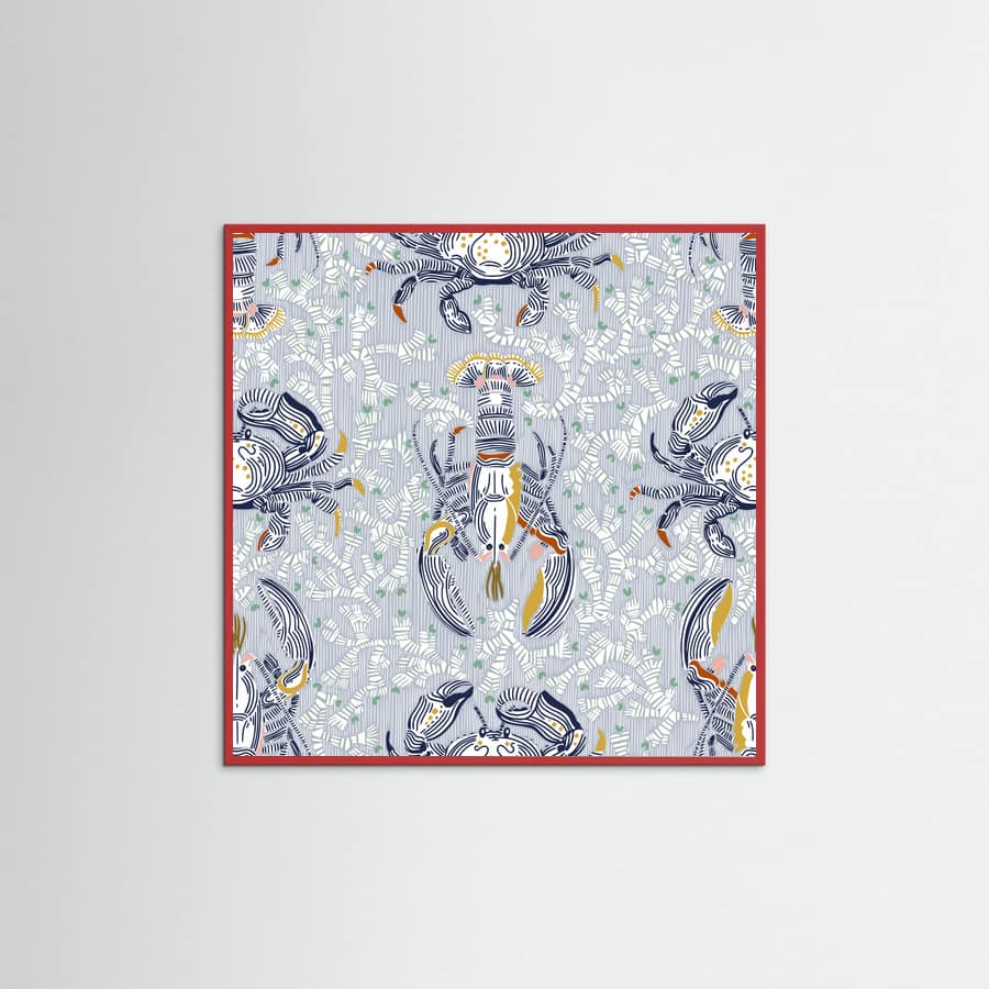 Affiche Lobster and crab coastal nostalgia grey pattern – affiche et impression d’art