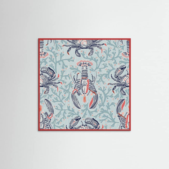 Lobster and crab coastal nostalgia mint pattern Poster – poster and art print