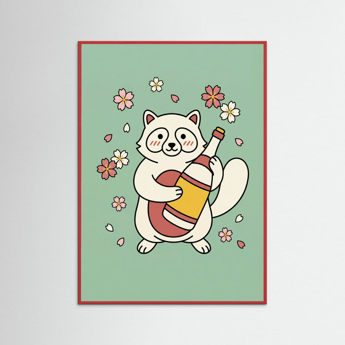 Red Wood Lucky Ramen Cat