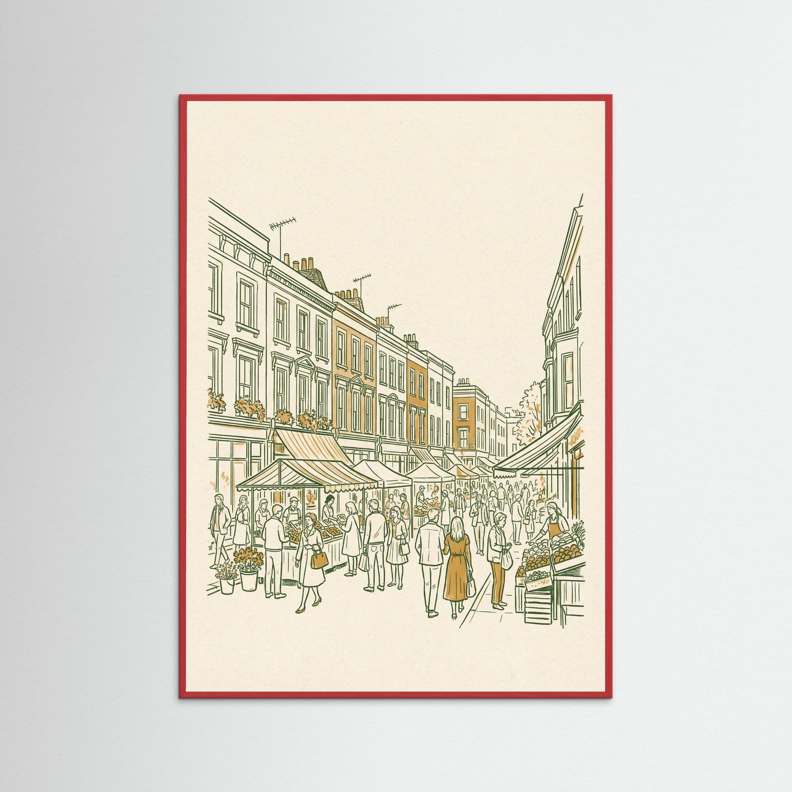 Red Wood Matchstick Cityscape