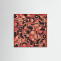 Red Wood Mid Century Grid Pattern Nine Poster