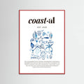 Póster Minimalist Blue Coastal Poster | Aesthetic Tropical and Marine Illustrations – póster e impresión artística