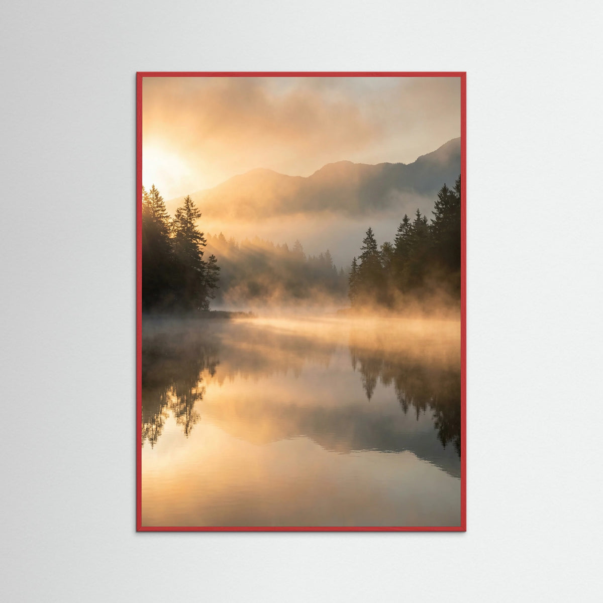 Red Wood Misty Forest Dawn