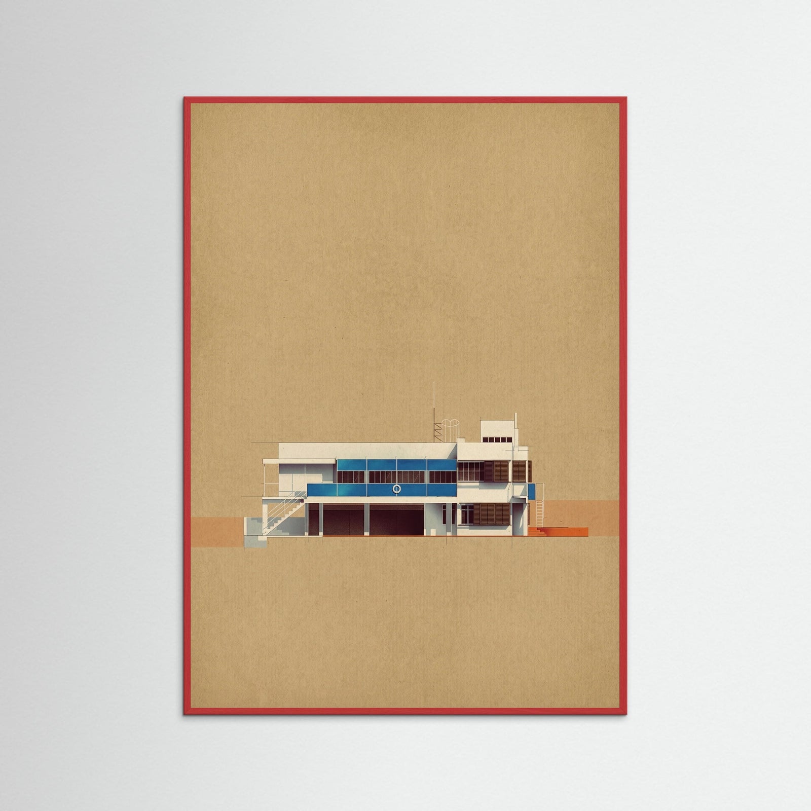 Red Wood Modernist Section View