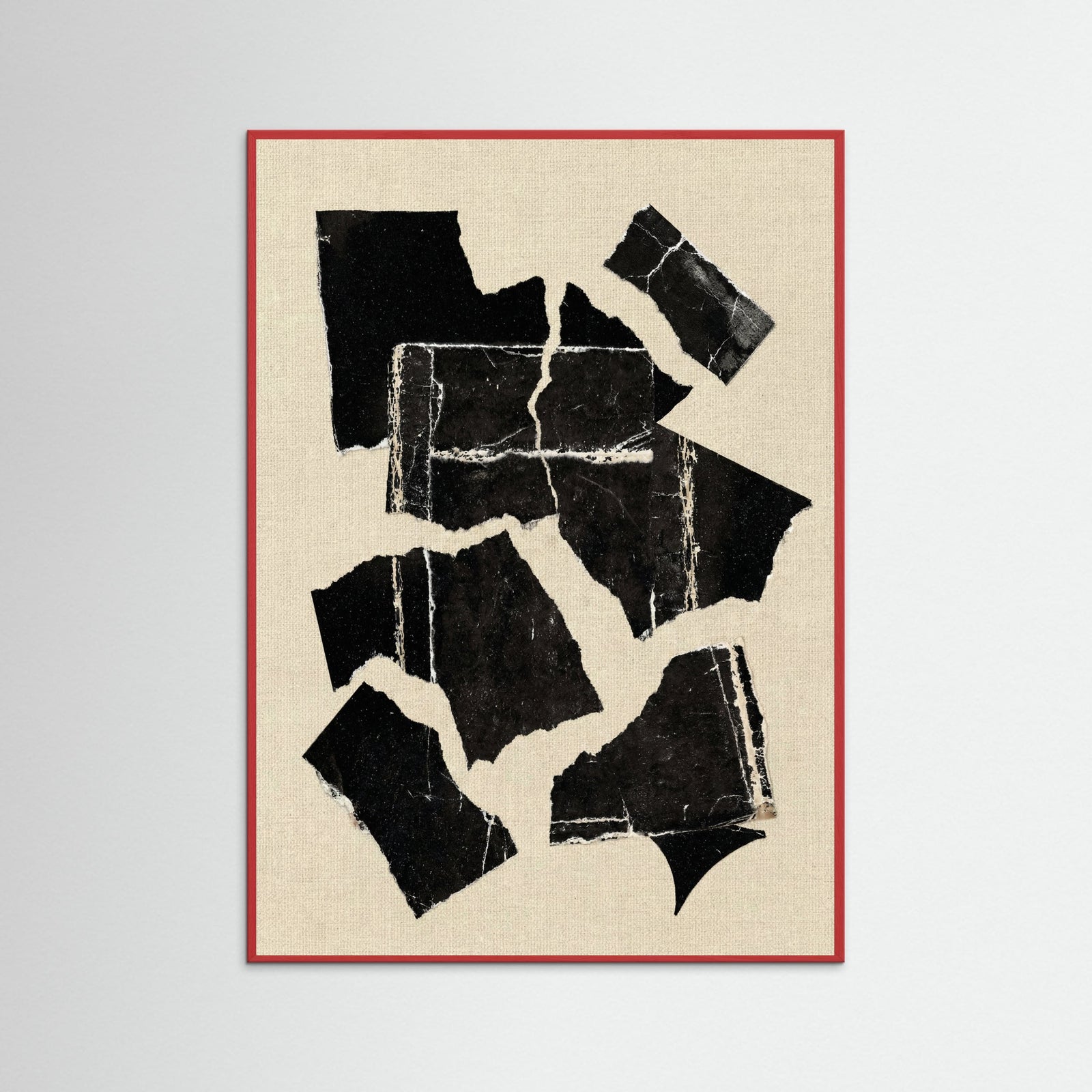 Red Wood Monochrome Abstraction