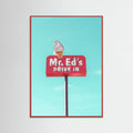 Red Wood Mr. Ed's Drive In Vintage Sign in Urbana, Missouri, USA Poster