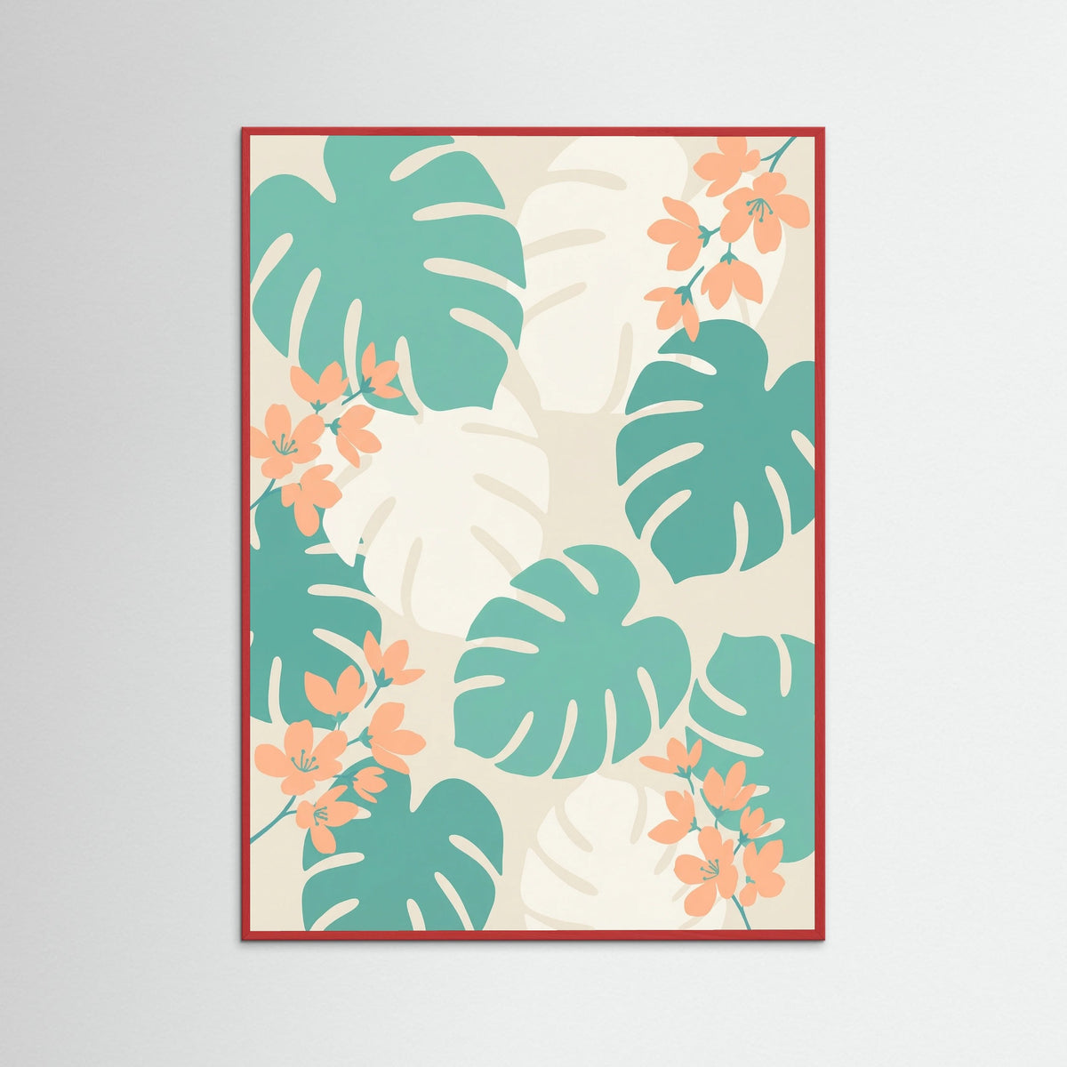 Red Wood Orange Teal Bloom