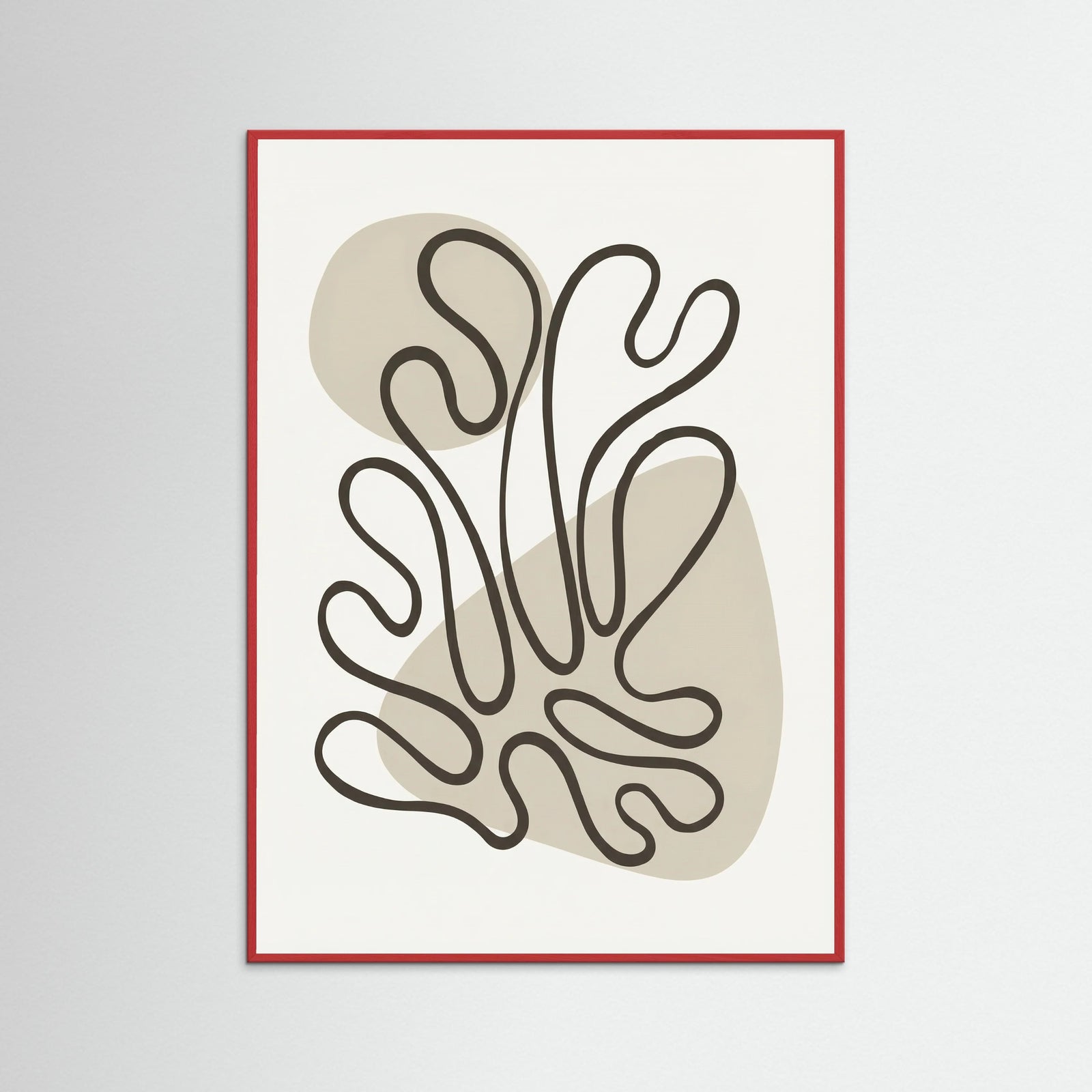 Red Wood Organic Forms Abstract