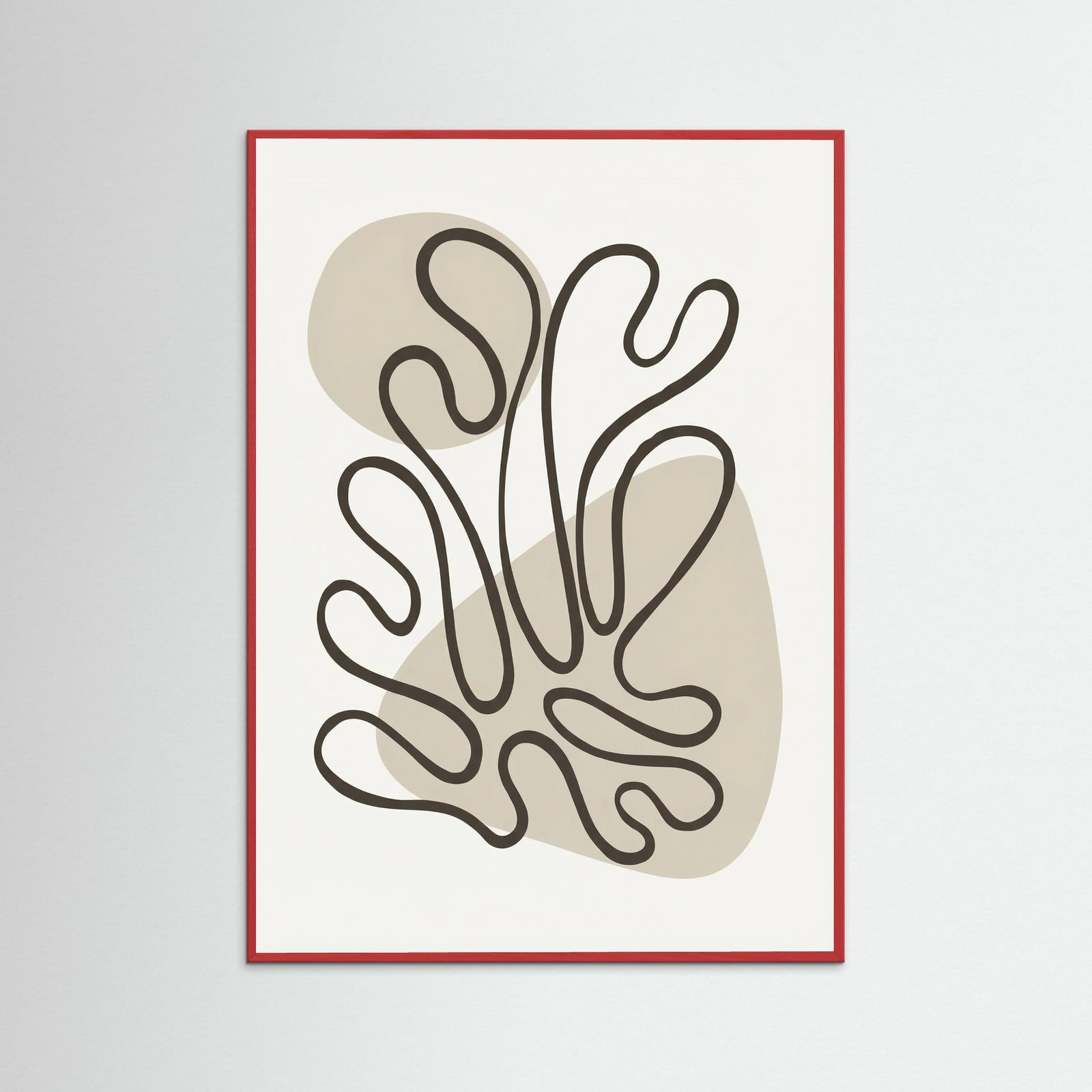 Red Wood Organic Forms Abstract