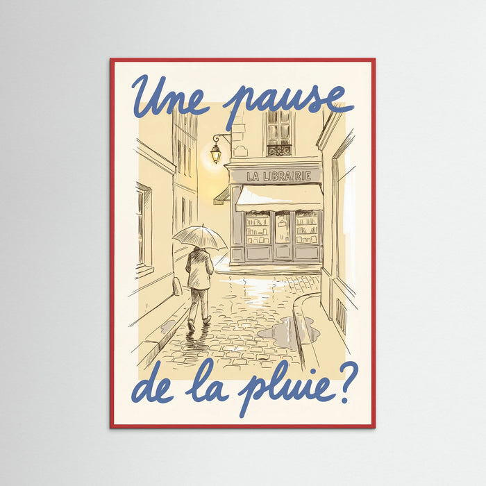 Red Wood Parisian Rainy Invitation