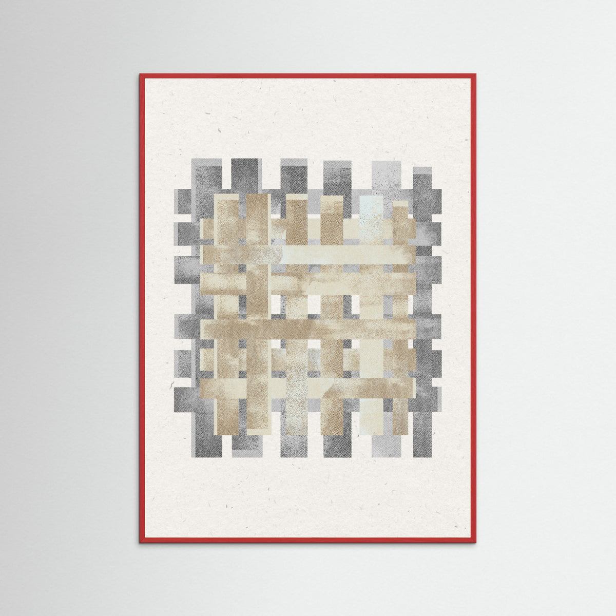 Red Wood Pattern on Pattern No.2 Poster