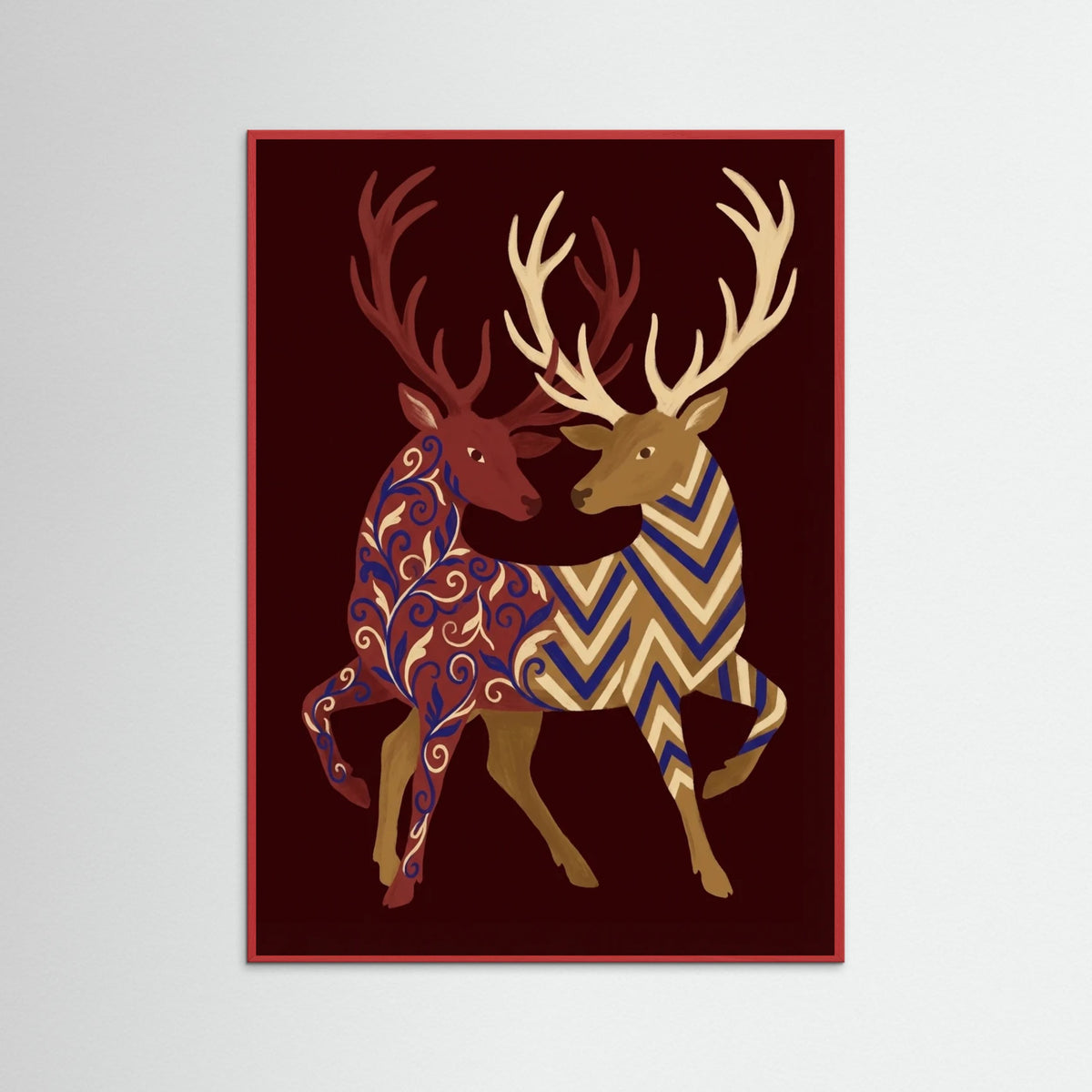 Red Wood Patterned Equines