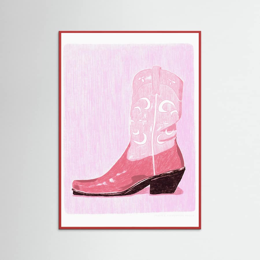 Red Wood P&c Cowgirlboot Poster