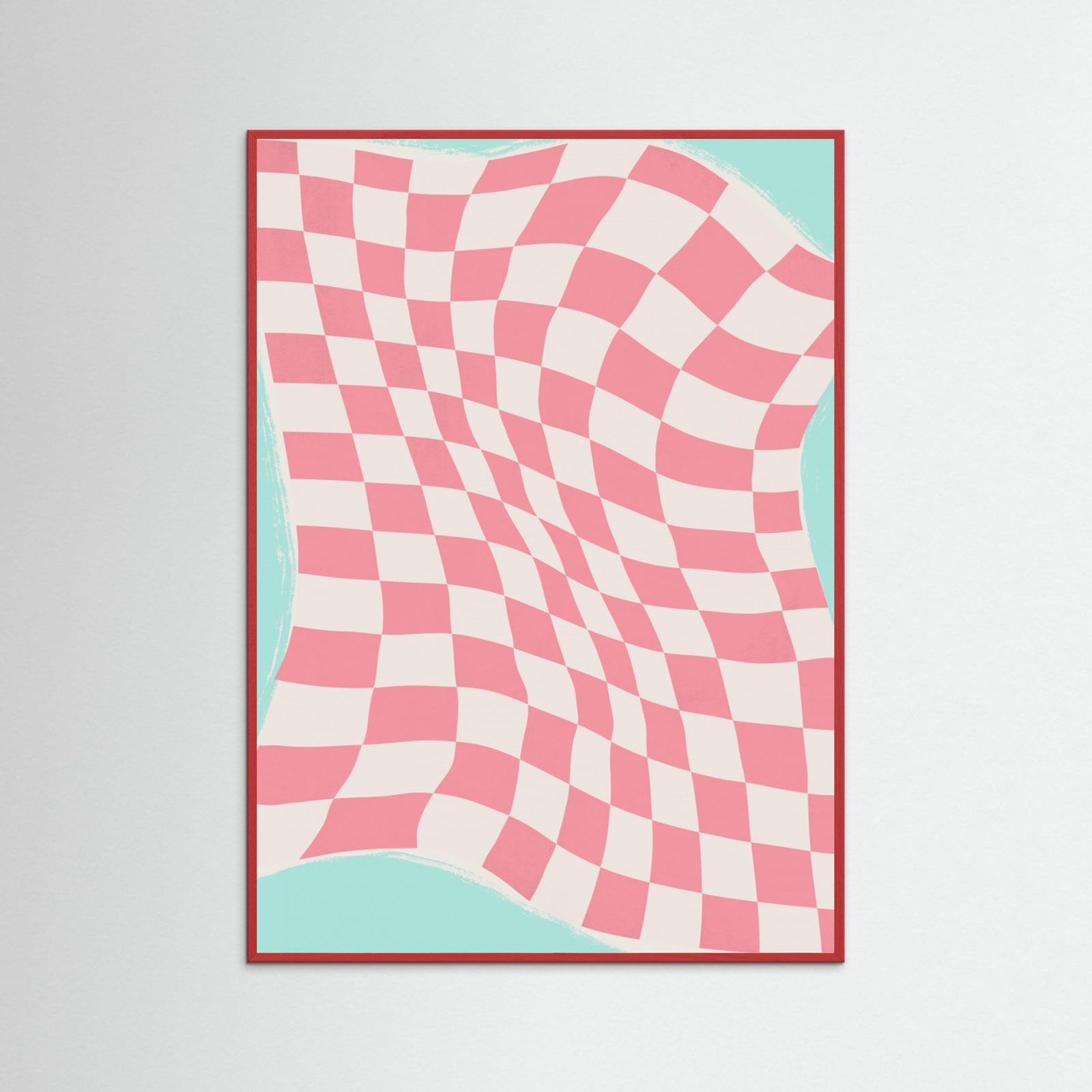 Red Wood Pink Checker Cloth Poster