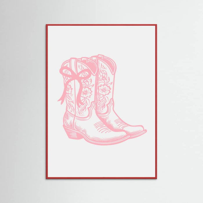 Pink Cowgirl Boots with Bow Poster – plakat og kunsttryk