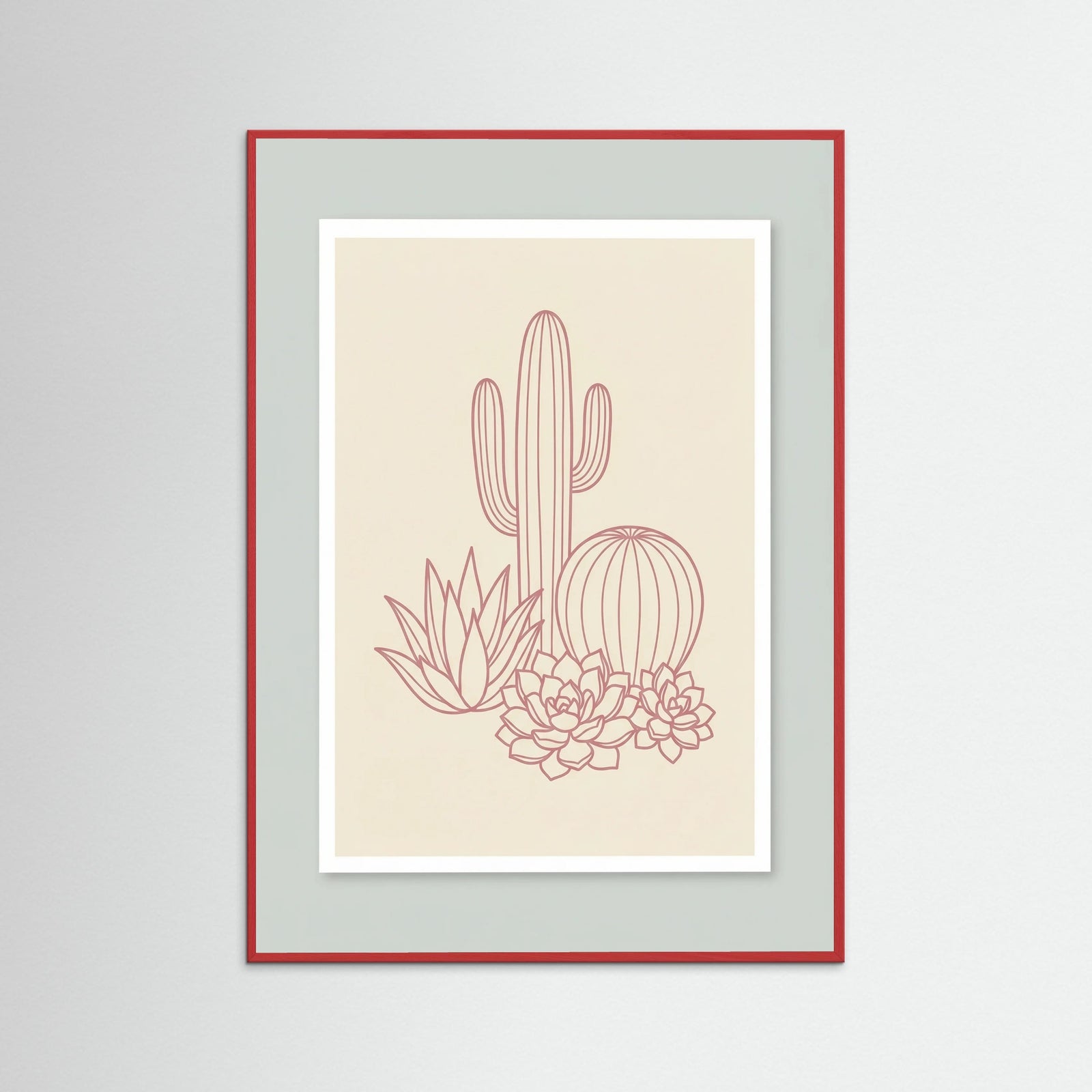 Red Wood Pink Palm Silhouettes