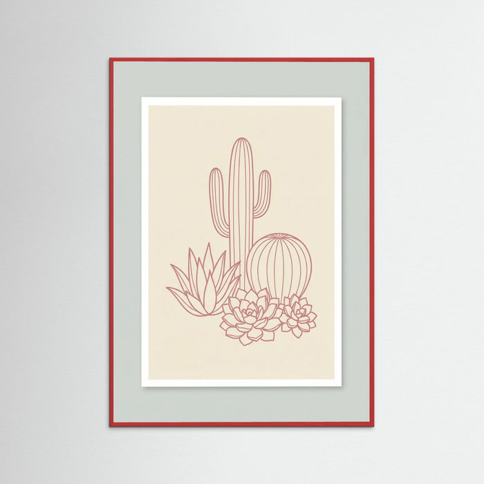 Red Wood Pink Palm Silhouettes