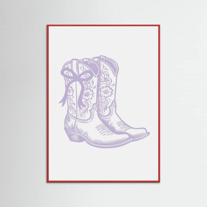 Purple Cowgirl Boots with Bow Poster – plakat og kunsttryk