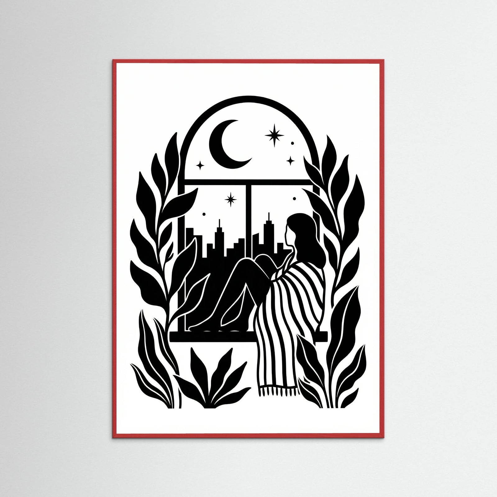 Red Wood Quiet Contemplation Black