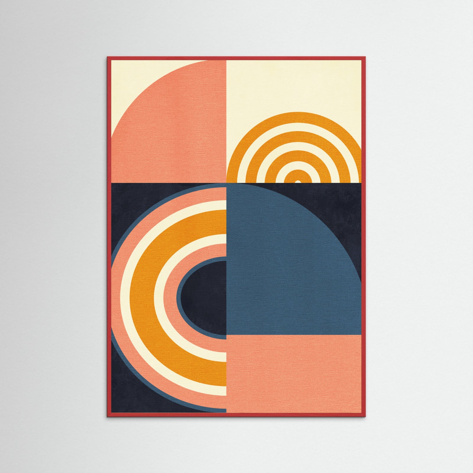 Red Wood Rainbow Plus Shapes  Blue Mustard9 Poster