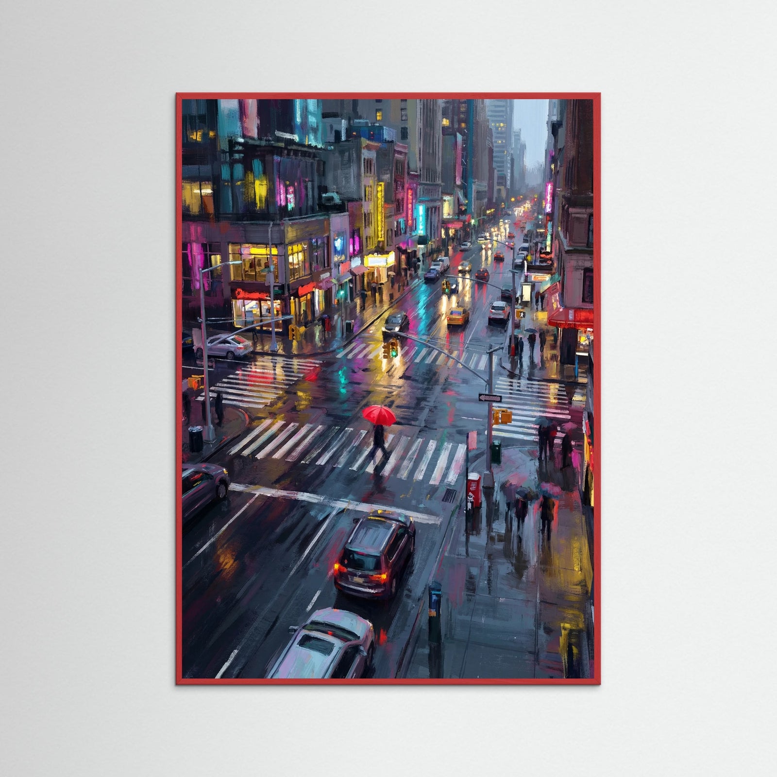 Red Wood Rainy City Umbrellas