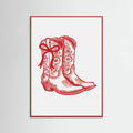 Red Cowgirl Boots with Bow Poster – plakat og kunsttryk