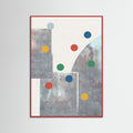 Red Wood Retro Dots No.1 Poster