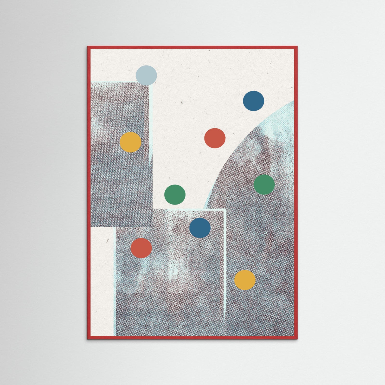 Red Wood Retro Dots No.1 Poster