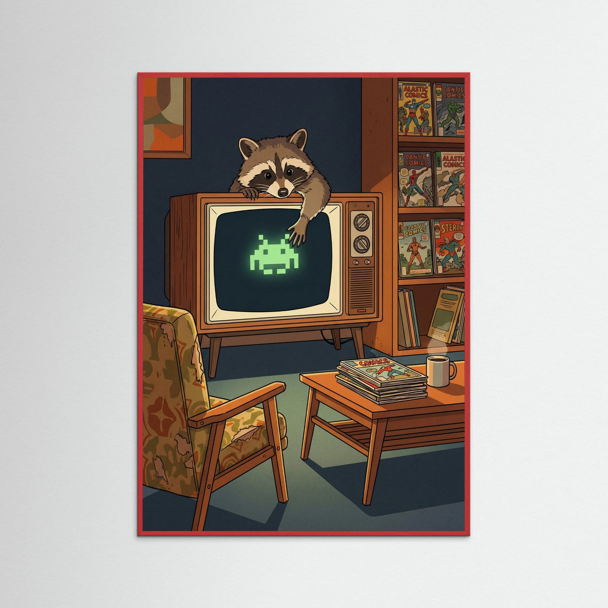 Red Wood Retro Gaming Cat